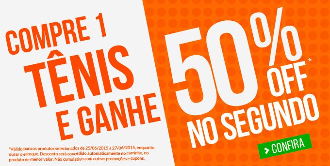 Segundo tênis com 50% off