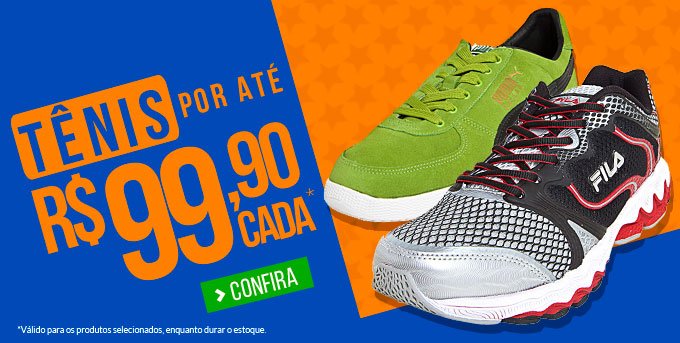 Tênis por até R$ 99,90