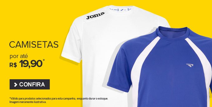 Camisetas por até R$19,90