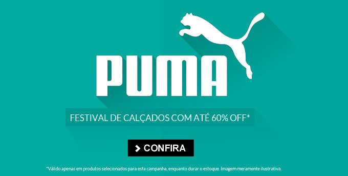Festival calçados Puma com até  60% Off