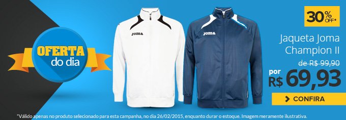 Oferta do dia! Jaqueta Joma Champion II com 30%OFF por: R$69,93