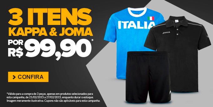 3 itens Joma e Kappa 99,90