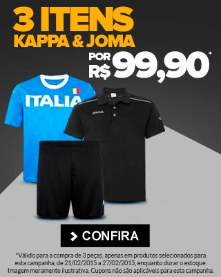 3 itens Joma e Kappa 99,90