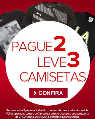 Pague 2 leve 3 camisetas