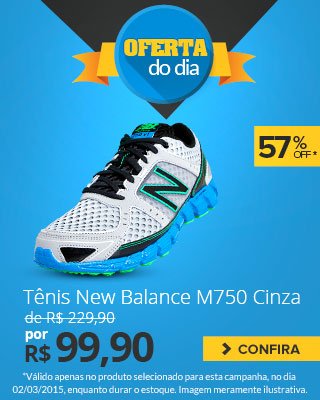 Oferta do dia! New Balance M750 Cinza