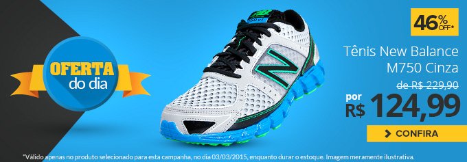 Oferta do dia! New Balance M750 Cinza