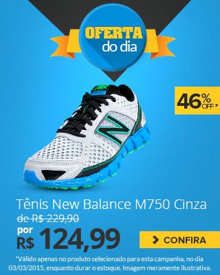 Oferta do dia! New Balance M750 Cinza